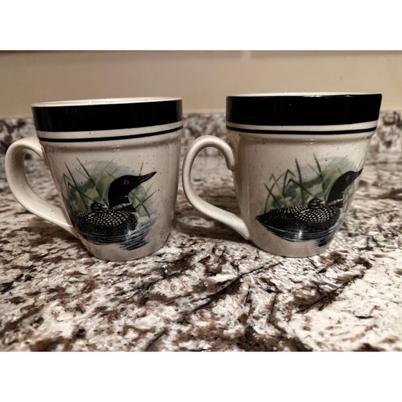 Loon Lake by FOLKCRAFT 2 duck mugs - Picture 1 of 11